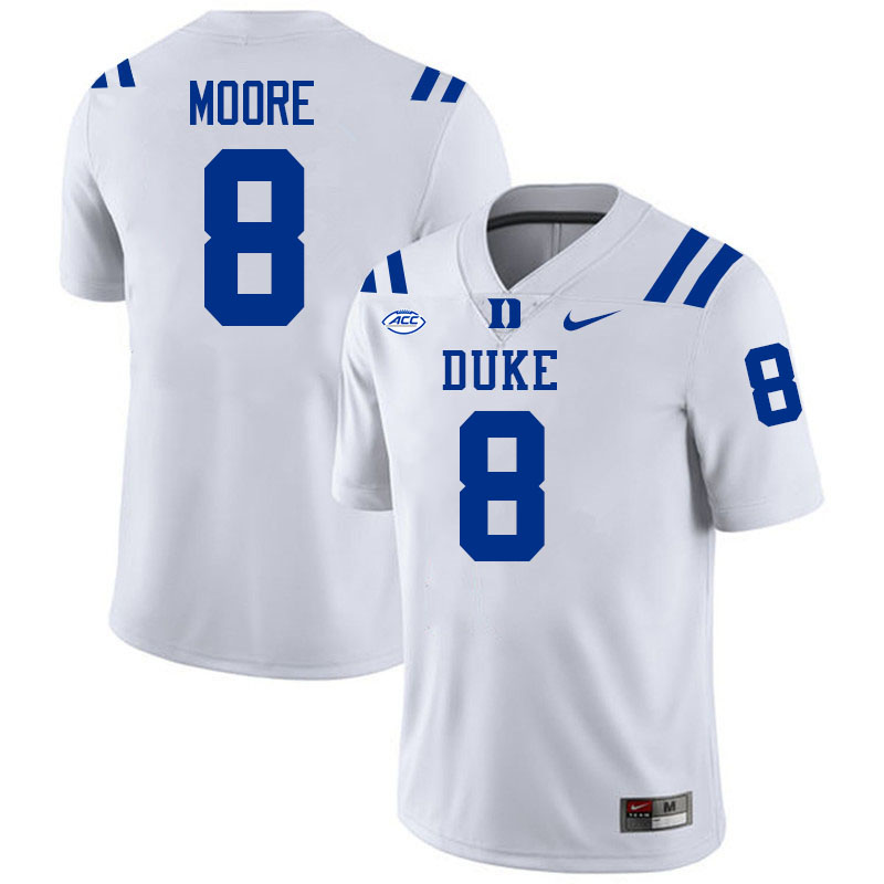 Duke Blue Devils #8 Jayden Moore College Football Jersey Stitched-White